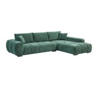 Vente-unique-Canapé d'angle Droit en Tissu texturé Vert BERENIA