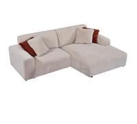 Vente-unique - Canapé d'angle Droit en Velours côtelé Beige TIRONO de Maison Céphy