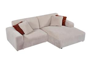 Vente-unique - Canapé d'angle Droit en Velours côtelé Beige TIRONO de Maison Céphy