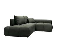 Vente-unique - Canapé d'angle Droit Ouvert Convertible en Tissu texturé Vert MINTURNO