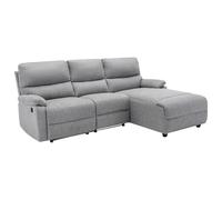 Canapé d'angle droit relax électrique en tissu gris clair LUNANO