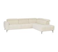 Canapé d'angle droit relax électrique en tissu texturé beige CALDORIA