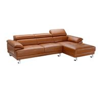 Canapé d'angle droit en cuir premium camel EXCELSIORA