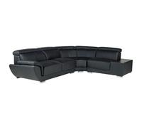Canapé d'angle en cuir NAHIA - Noir - Angle droit