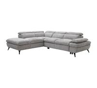 Vente-unique - Canapé d'angle Gauche Convertible avec Dossier méridienne en Tissu texturé Gris SURDELI