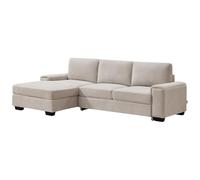 Vente-unique - Canapé d'angle Gauche Convertible en Tissu texturé Beige EMBAPO