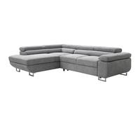 Vente-unique - Canapé d'angle Gauche Convertible en Tissu texturé Gris NURAZIO