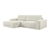 Vente-unique - Canapé d'angle Gauche Convertible en Velours côtelé Beige Amelia