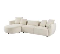 Canapé d'angle gauche en tissu chenille beige DOKALO de Maison Céphy