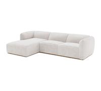 Vente-unique - Canapé d'angle Gauche en Tissu Chenille Beige et Base en Bois CANOBRU