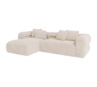 Vente-unique-Canapé d'angle Gauche en Tissu texturé Beige TREVALIS