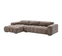 Vente-unique-Canapé d'angle Gauche en Tissu texturé Taupe LOPONZA