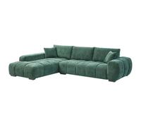 Vente-unique-Canapé d'angle Gauche en Tissu texturé Vert BERENIA
