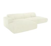 Canapé d'angle gauche ouvert en tissu texturé blanc cassé POGNI de Maison Céphy