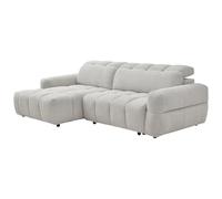 Vente-unique - Canapé d'angle Gauche Relax avec Assise coulissante électrique en Tissu Beige CARIALA