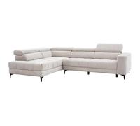 Vente-unique - Canapé d'angle Gauche Relax avec Assise coulissante électrique en Tissu Beige MONISO