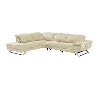 Vente-unique - Canapé d'angle Gauche Relax électrique en Cuir de Vachette Beige Puno II