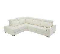 Canapé d'angle gauche relax électrique en tissu beige KOKIBA