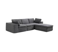 Vente-unique - Canapé d'angle modulable en Tissu Gris Anthracite CORTOLINE
