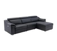 Vente-unique - Canapé d'angle Relax électrique en Cuir supérieur Noir PEDRERA - Angle Droit
