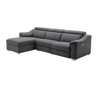 Vente-unique - Canapé d'angle Relax électrique en Tissu Anthracite PEDRERA - Angle Gauche