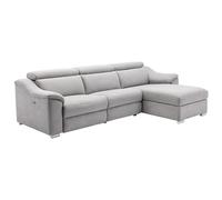 Canapé d'angle relax électrique en tissu gris clair PEDRERA - Angle droit