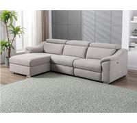 Canapé d'angle relax électrique en tissu gris clair PEDRERA - Angle gauche