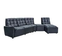 Vente-unique - Canapé d'angle Relax électrique modulable en Velours Anthracite Alford