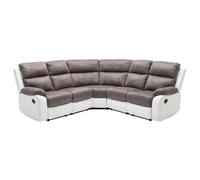 Canapé d'angle relax gris et blanc en microfibre et simili TOLZANO