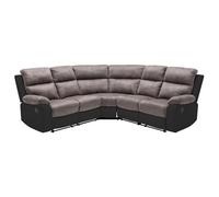 Vente-unique - Canapé d'angle Relax Gris et Noir en Microfibre et Simili TOLZANO