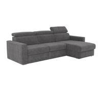 Vente-unique-Canapé d'angle réversible Convertible Express en Tissu Chenille Gris Anthracite - Couchage 140 cm - Matelas 14 cm Vizir