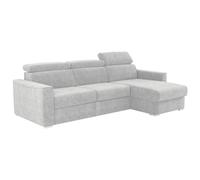 Vente-unique-Canapé d'angle réversible Convertible Express en Tissu Chenille Gris Clair - Couchage à Lattes Larges 140 cm - Matelas 22 cm mémoire de Forme Vizir