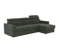 Vente-unique-Canapé d'angle réversible Convertible Express en Tissu Chenille Vert - Couchage à Lattes Larges 140 cm - Matelas 18 cm Vizir