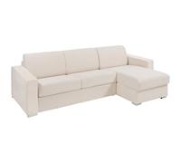 Vente-unique - Canapé d'angle réversible Convertible Express en Tissu texturé Beige - Couchage Lattes Larges 140 cm - Matelas 18 cm - CALITO