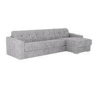Vente-unique - Canapé d'angle réversible Convertible Express en Tissu texturé Gris Clair - Couchage Lattes Larges 140 cm - Matelas 22 cm avec mémoire de Forme - DARIELO