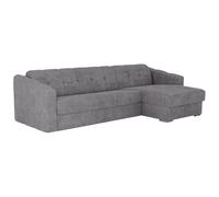 Vente-unique - Canapé d'angle réversible Convertible Express en Tissu texturé Gris - Couchage Lattes Larges 140 cm - Matelas 18 cm - DARIELO