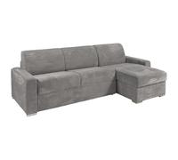 Vente-unique - Canapé d'angle réversible Convertible Express en Velours côtelé Gris Clair - Couchage Lattes Larges 160 cm - Matelas 18 cm - CALITO