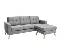 Vente-unique - Canapé d'angle réversible en Tissu Gris chiné Bartolome