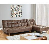 Vente-unique - Canapé modulable Convertible en Microfibre vieillie Esteban - Marron Vintage