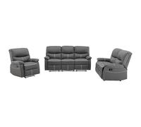 Vente-unique Canapés 3+2+1 Places Relax en Simili Gris Canby