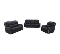 Canapés 3 places 2 places et un fauteuil relax en microfibre HERNANI - Noir
