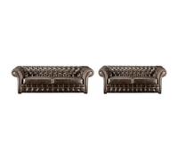 Vente-unique - Canapés 3 Places et 2 Places Chesterfield CLOTAIRE 100% Cuir Vieilli