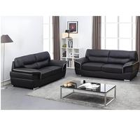 Vente-unique - Canapés 3 Places et 2 Places en Cuir Thibault - Noir