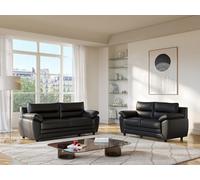 Vente-unique - Canapés 3 Places et 2 Places Manoa en Simili - Noir