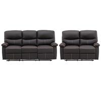 Vente-unique - Canapés 3 Places et 2 Places Relax en Simili Marron Canby