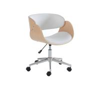Vente-unique - Chaise de Bureau - Simili et métal chromé - Chêne et Blanc - Hauteur Ajustable - JELSA