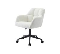Vente-unique - Chaise de Bureau - Tissu Bouclette - Blanc et Noir - Hauteur réglable - PEGA