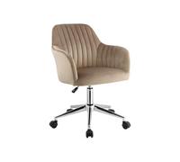 Vente-unique - Chaise de Bureau - Velours - Beige et argenté - Hauteur réglable - Eleana