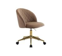 Vente-unique - Chaise de Bureau - Velours - Beige et doré - Hauteur réglable - PORIANI