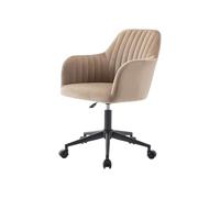 Chaise de bureau - Velours - Beige et noir - Hauteur réglable - ELEANA
